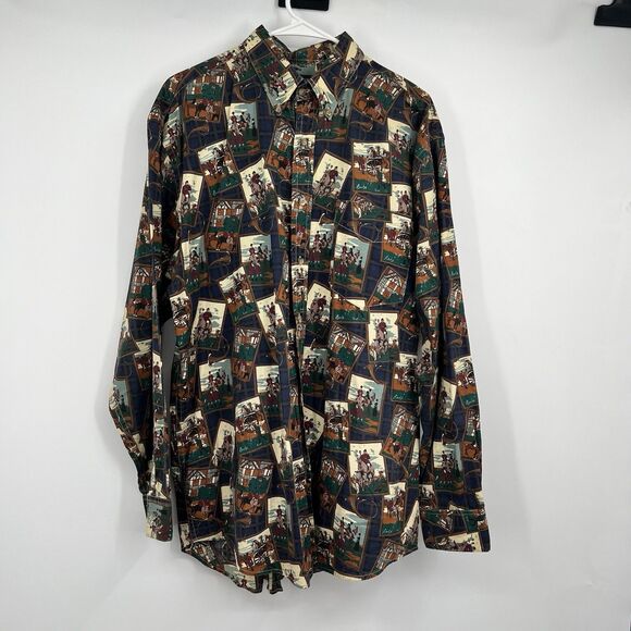 Vintage Mens Button Shirt Equestrian - Picture 1 of 9